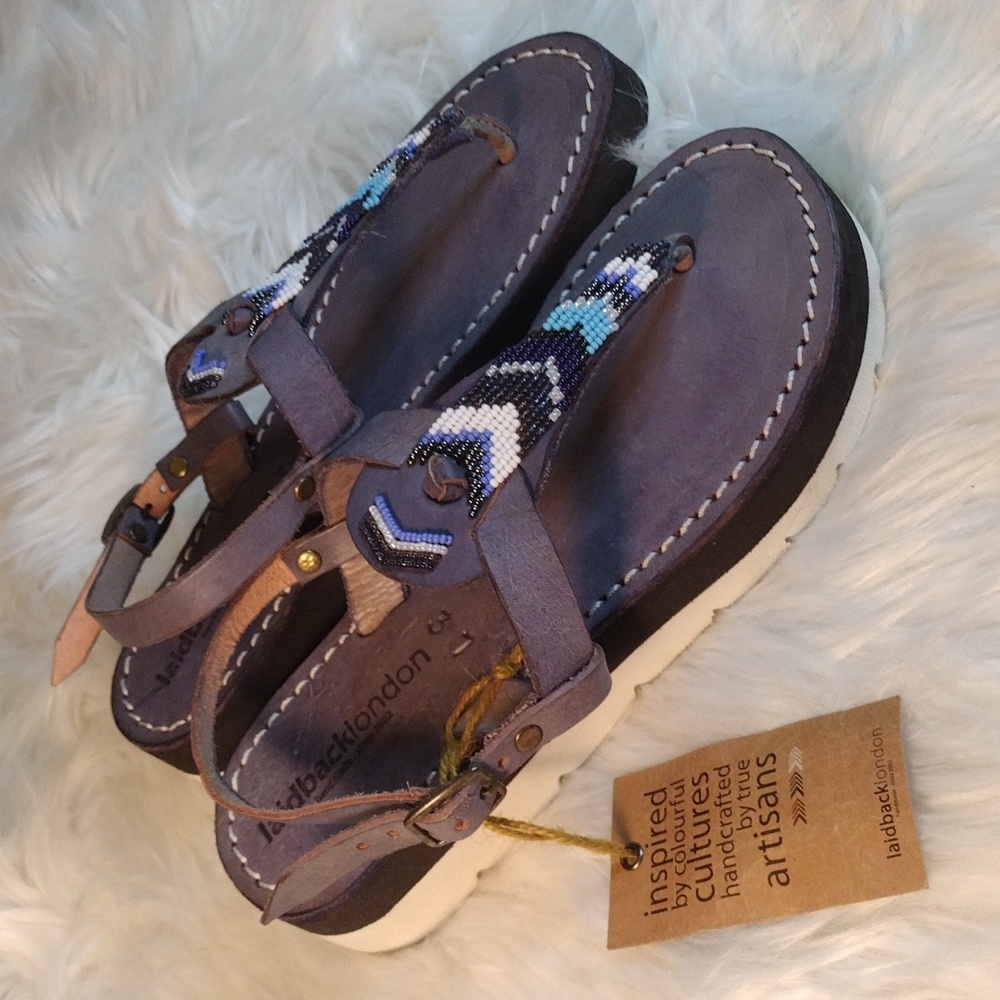 Laidbacklondon leather beaded sandals EU 37
